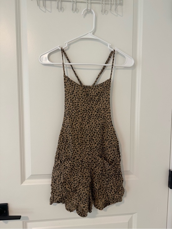 aerie Pants - aerie Leopard Print Spaghetti Strap Romper - Brown & Black